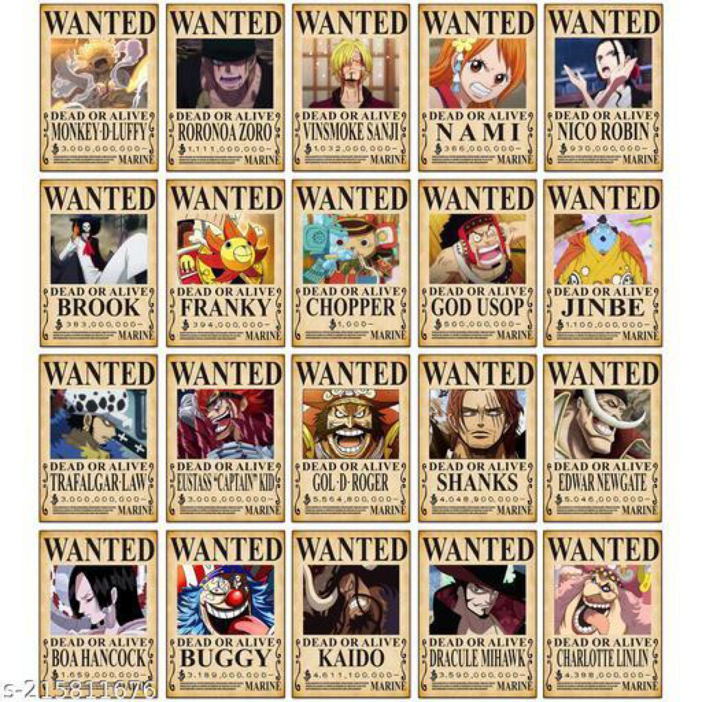 One Piece wanted posters- Animey